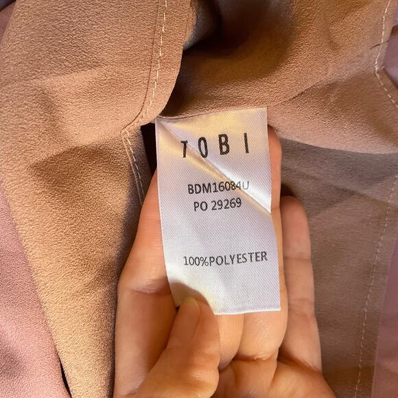 TOBI Women Maxi Dress size M Sleeveless Deep Cut V-neck Slit Backless Dusty Pink - Picture 8 of 12